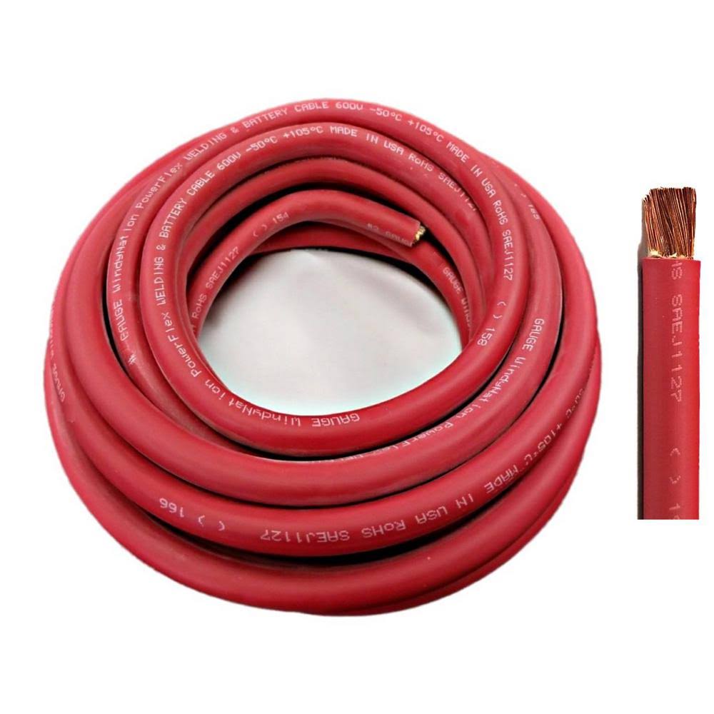 WindyNation 100 ft. 4-Gauge Red Welding Battery Pure Copper Flexible Cable Wire