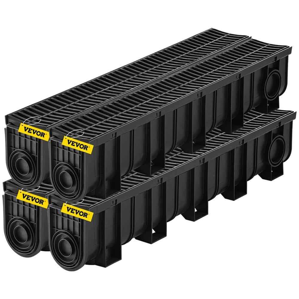 VEVOR Trench Drain System Channel Drain with Plastic Grate 5.9x7.5-Inch HDPE Drainage Trench - Shop Hardware Tools Online Store