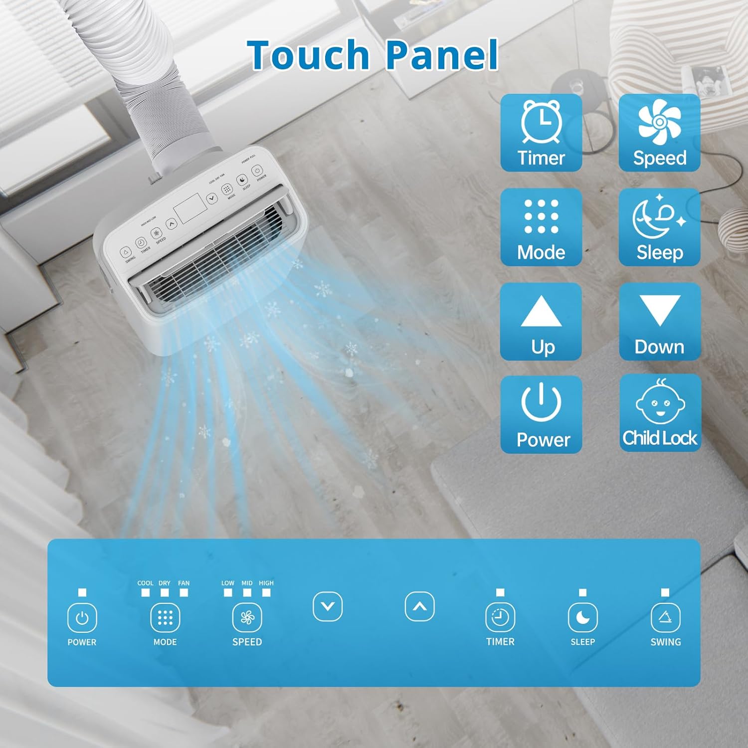 14,000 BTU Portable Air Conditioner for Room up to 700 Sq. Ft., Portable AC Unit with Remote Control, Sleep Mode, Window Kit Included
