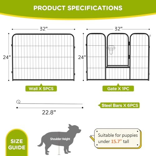 BestPet Dog Playpen Indoor 40 inch 16 Panels Metal Dog Pen Pet Dog Fence Outdoor Exercise Pen with Doors,Pet Puppy Playpen for RV Camping Yard, Black