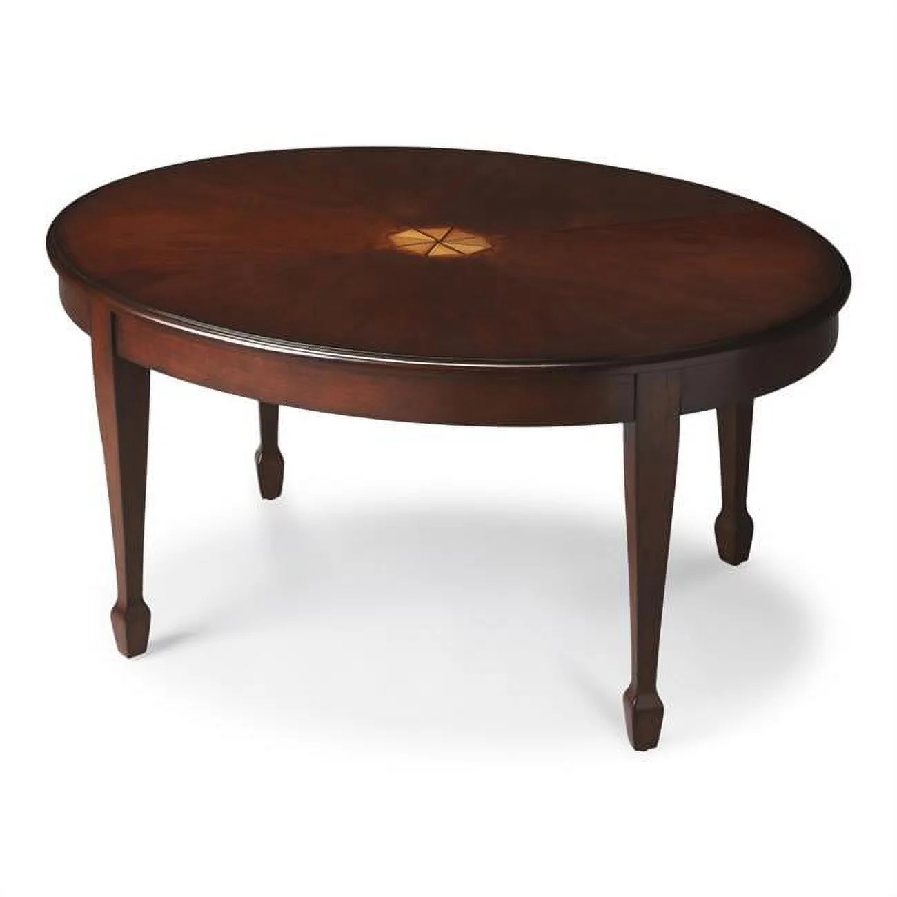 20 x 38 x 26 in. Traditional Cherry Oval Coffee Table - Dark Brown