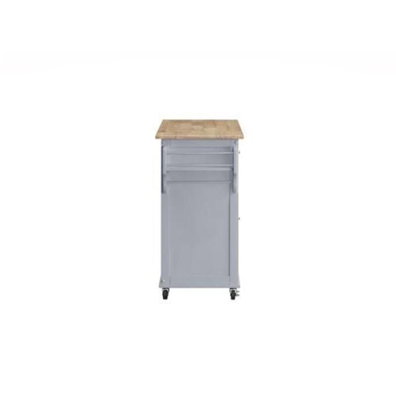 Cottage Style Kitchen Island Storage Cart with Natural Finish Top - 46.5x22 x 17.8x22 x 34.4x22H - White