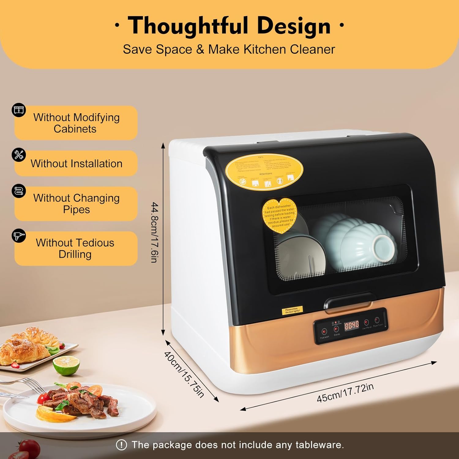 SHZICMY Portable Dishwasher Countertop, Mini Dishwashers, Automatic Dishwasher With Air-dry Function, 4 Washing Programs, 360° Streak-Free Deep Cleaning, Dishwasher for Apartments Dorm & RVs