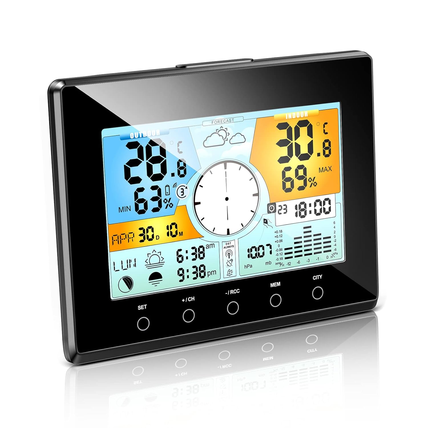 Weather Station Wireless Indoor Outdoor Thermometer with Remote Sensor, Aiment Upgraded Touch Screen Weather Thermometer with Humidity Temperature Barometer Monitor, Calendar, Alarm, Forecast Station