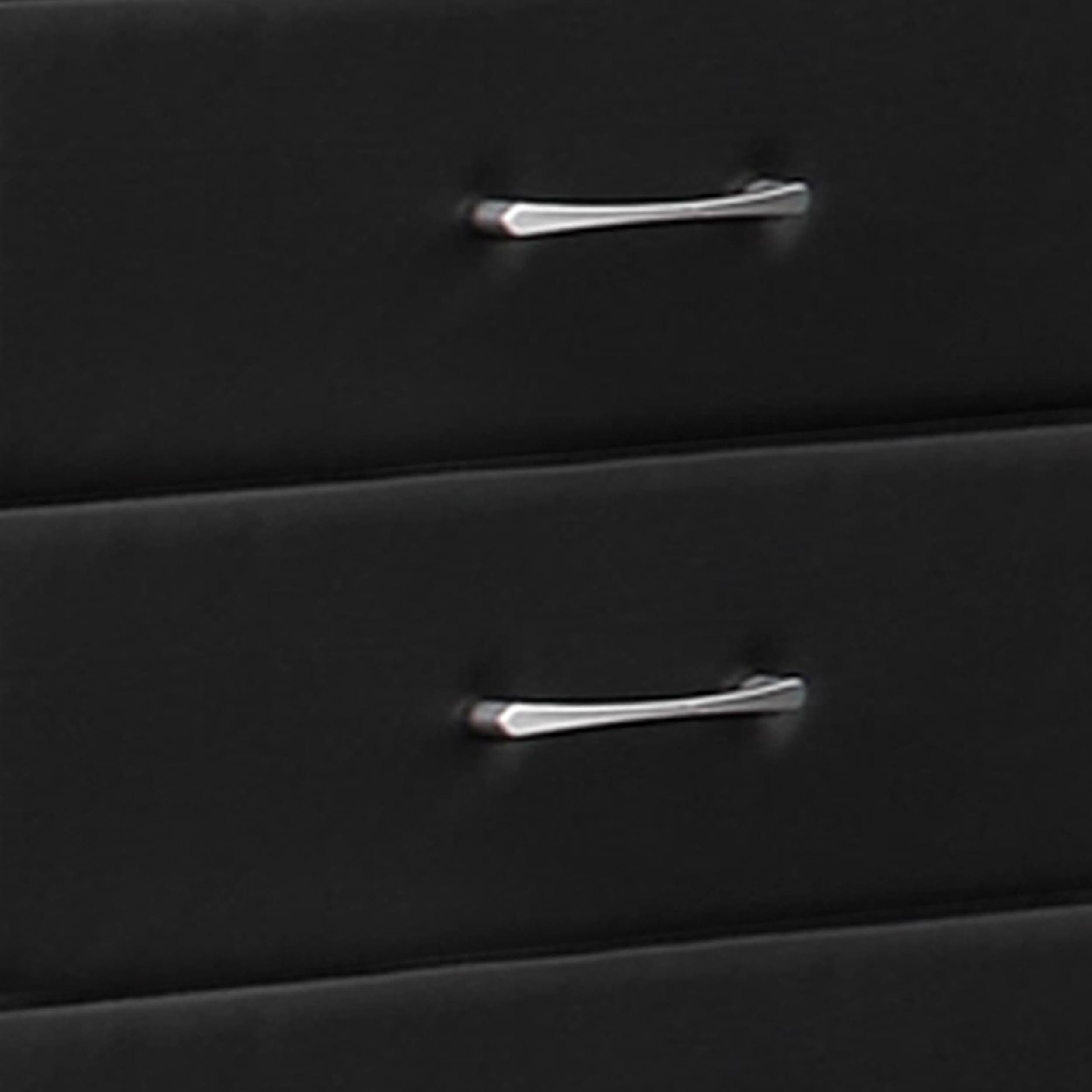 5 Drawer Leatherette Wooden Frame Chest with Tapered Legs, Black