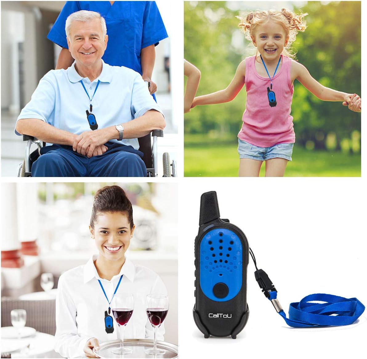CallToU Caregiver Pager for Elderly Seniors Patient Disabled Home 2 Way Radio intercom System Mini Kids Wallkie Talkies Long Range for Outdoor
