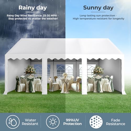 GREEN PARTY 20x40FT Party Tent Heavy Duty, Large Wedding Event Shelters with 7 Carry Bags & Removable Sidewalls, Outdoor Canopy Gazebo Commercial Tents for Parties Carport Camping Garden Patio