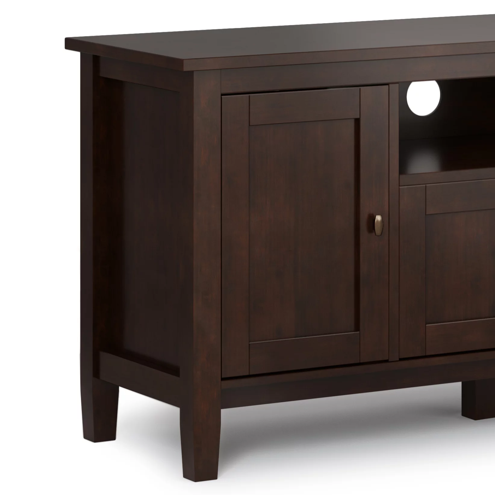 Warm Shaker SOLID WOOD 72 inch Wide Transitional TV Media Stand in Russet Brown For TVs up to 80 inches