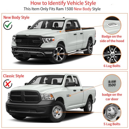 Running Boards Compatible with 2009-2023 Dodge Ram 1500 Crew Cab(2019-2023 Classic Only),2010-2024 Ram 2500/3500 Side Step Nerf Bars Side Bars