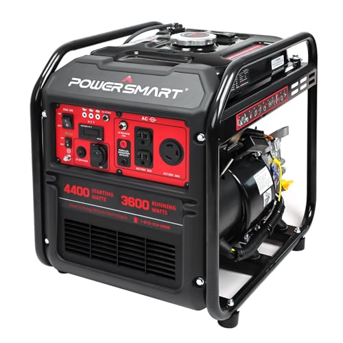 PowerSmart 4400-Watt Portable Generator with Inverter Technology, RV Ready 30A Outlet, Gas Powered, EPA Compliant, Lightweight & Quiet for Home Use, Camping Outdoor