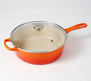 Le Creuset 3.75-qt Cast Iron Cassadou with Glass Lid ,Flame