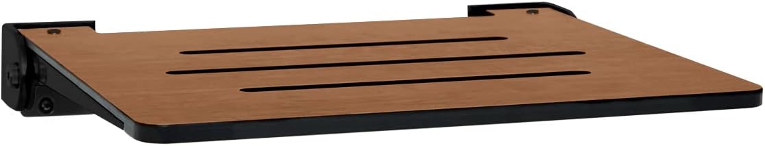 Seachrome SHAFSL-185155-PRTS-S-SL Slimline Wall Mounted Folding Shower, Rustic Teak Seat with Silver Frame