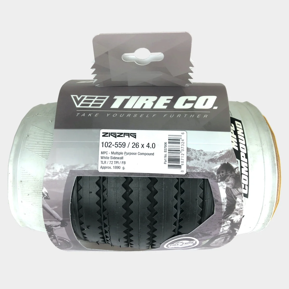 Vee Tire Zig Zag 26x4.0 White Wall Tire Folding Bead Multi Purpose Compound 26x4