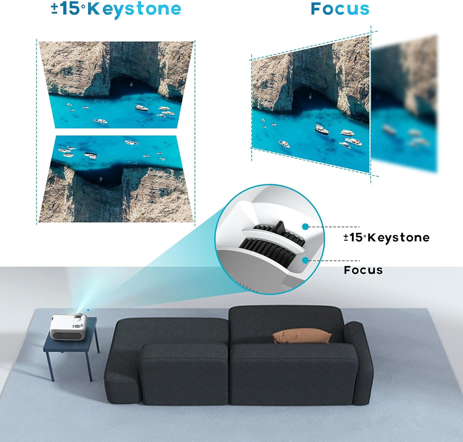 Portable WiFi Projector, MYDASH 2021 Upgraded Mini Movie Projector, 1080P Full HD Supported Video Projector, Compatible with TV Stick, Smartphone, 2 HDMI, VGA, TF, SD, AV Pack of 2