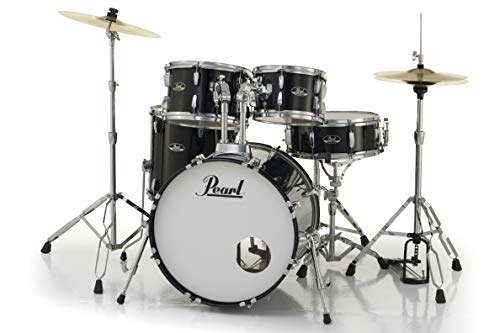 Pearl Roadshow Drum Set 4-Piece Complete Kit with Cymbals and Stands, Charcoal Metallic (RS584C/C706)