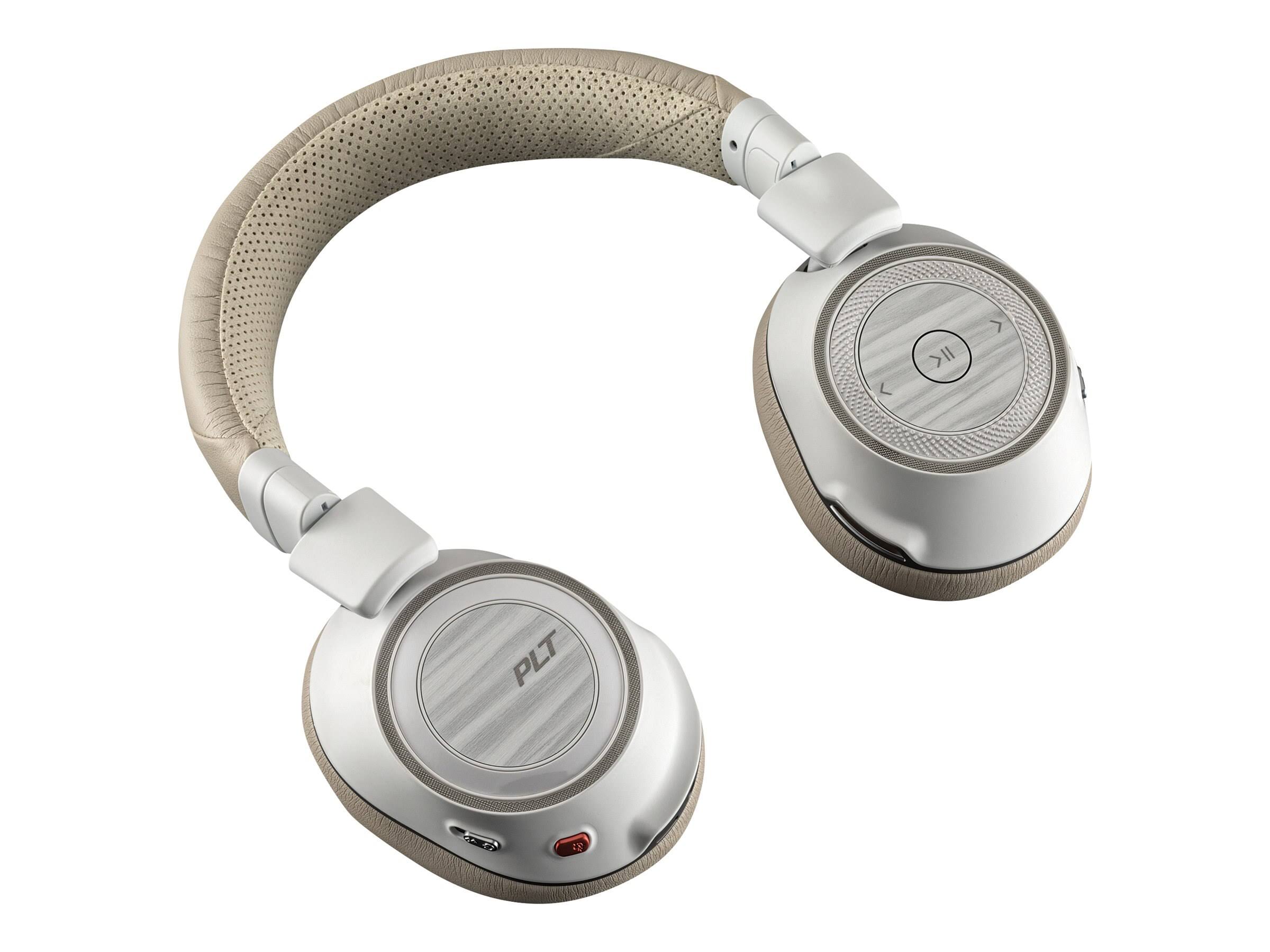 Poly Voyager 8200 UC Bluetooth Wireless Over-Ear Headphones with Mic and NFC - Noise-Canceling - Omni-Directional - White
