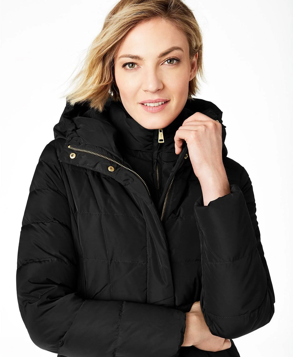 Cole Haan Hooded Down Maxi Puffer Coat - Black
