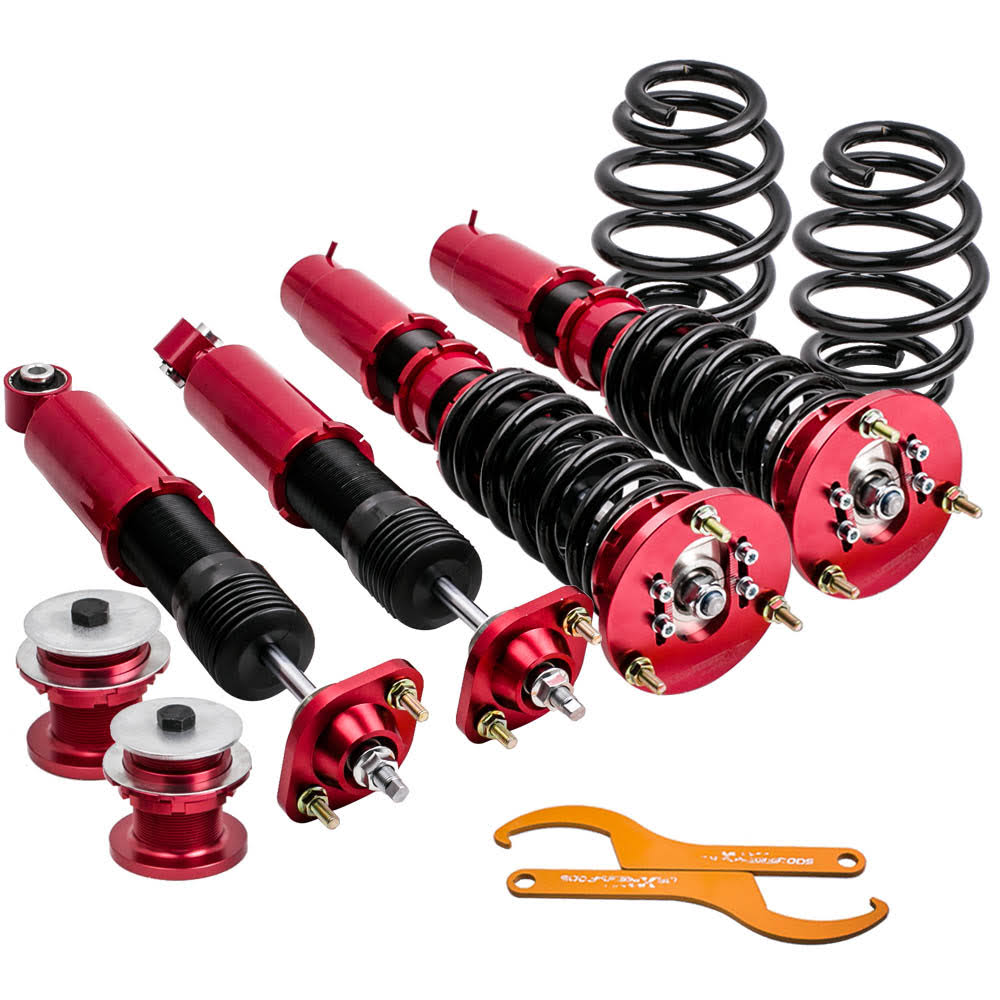 Adjustable Height Mounts Complete Coilovers for BMW E46 3 Series Red