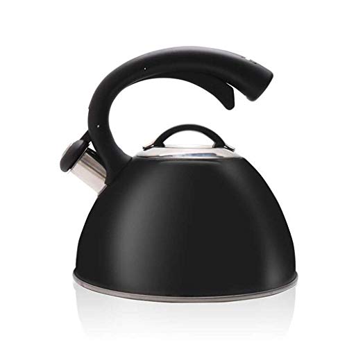 Stove Top Kettle For Gas,Copper Tea Kettle Whistling Stove Top Stainless Steel With Heat Resistant Handle, Gas Electric Induction Compatible (color : Black, Size : 2.5L)