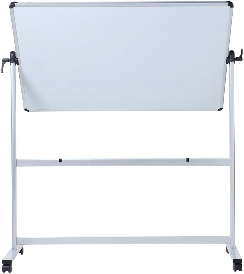 VIZ-PRO Double-Sided Magnetic Mobile Whiteboard 72 x 40 Inches, Aluminium Frame and Stand, with 12 Colors Dry Erase Markers