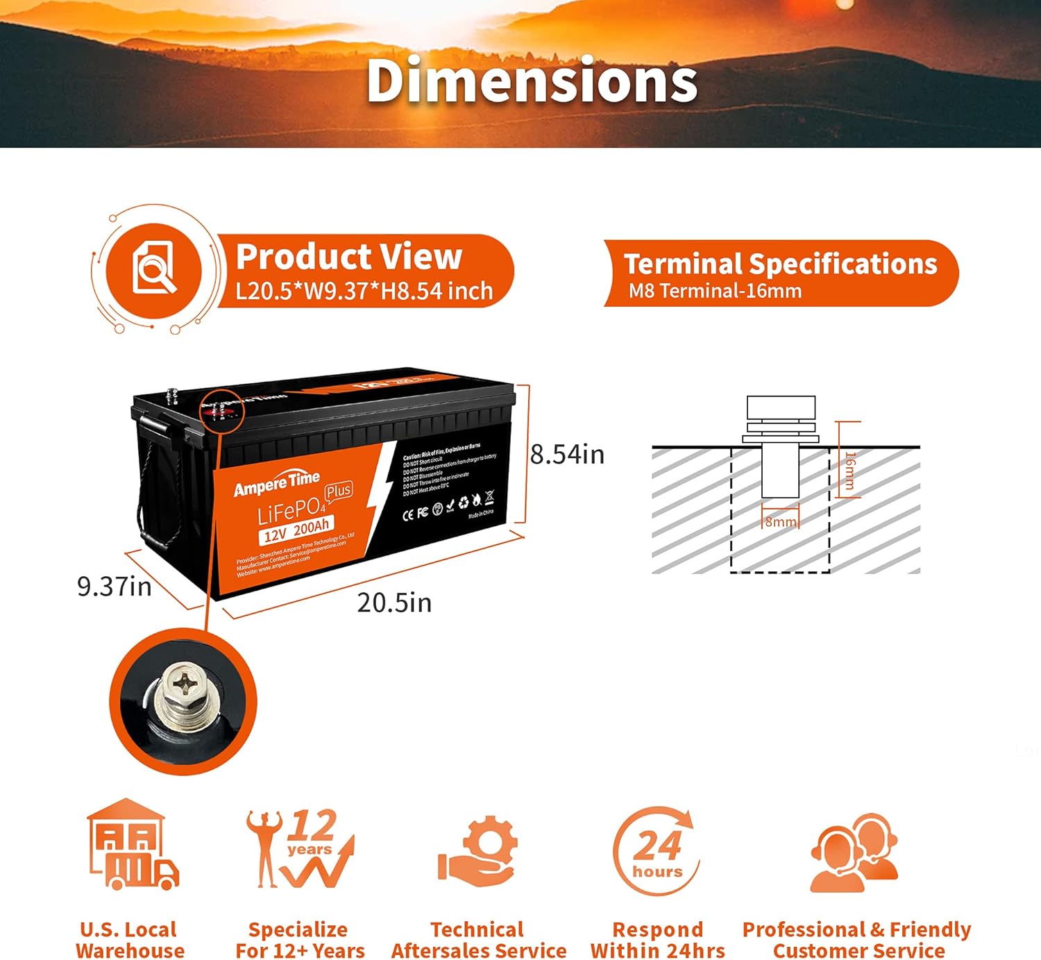 Ampere Time 12V 50Ah Lithium LiFePO4 Battery, Ideal Replacement for?12V 100Ah AGM SLA Battery, More Efficient Output & Much Lighter, 4000+ Cycles, Perfect for Boat, Security Devices, Camping, etc.