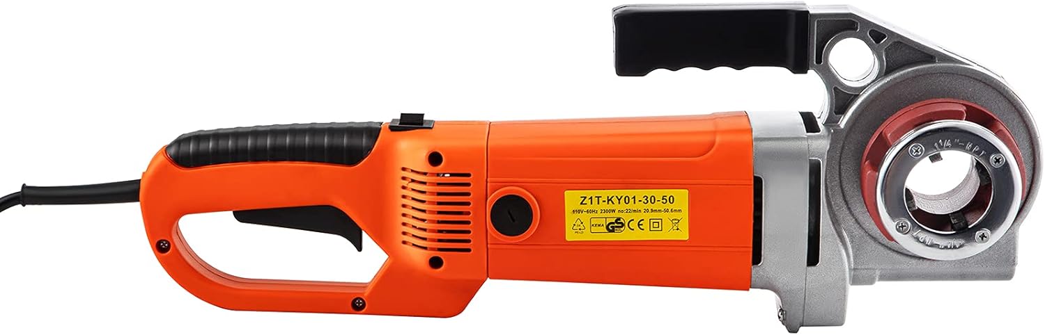 VEVOR Electric Pipe Threader, 2300W Pipe Threading Machine, Heavy-Duty Hand-Held Power Drive Kit, 110V Pipe Threader Machine Copper Motor, Portable Pipe Threader w/ 4 Dies 1/2-1 1/4 & Carrying Case