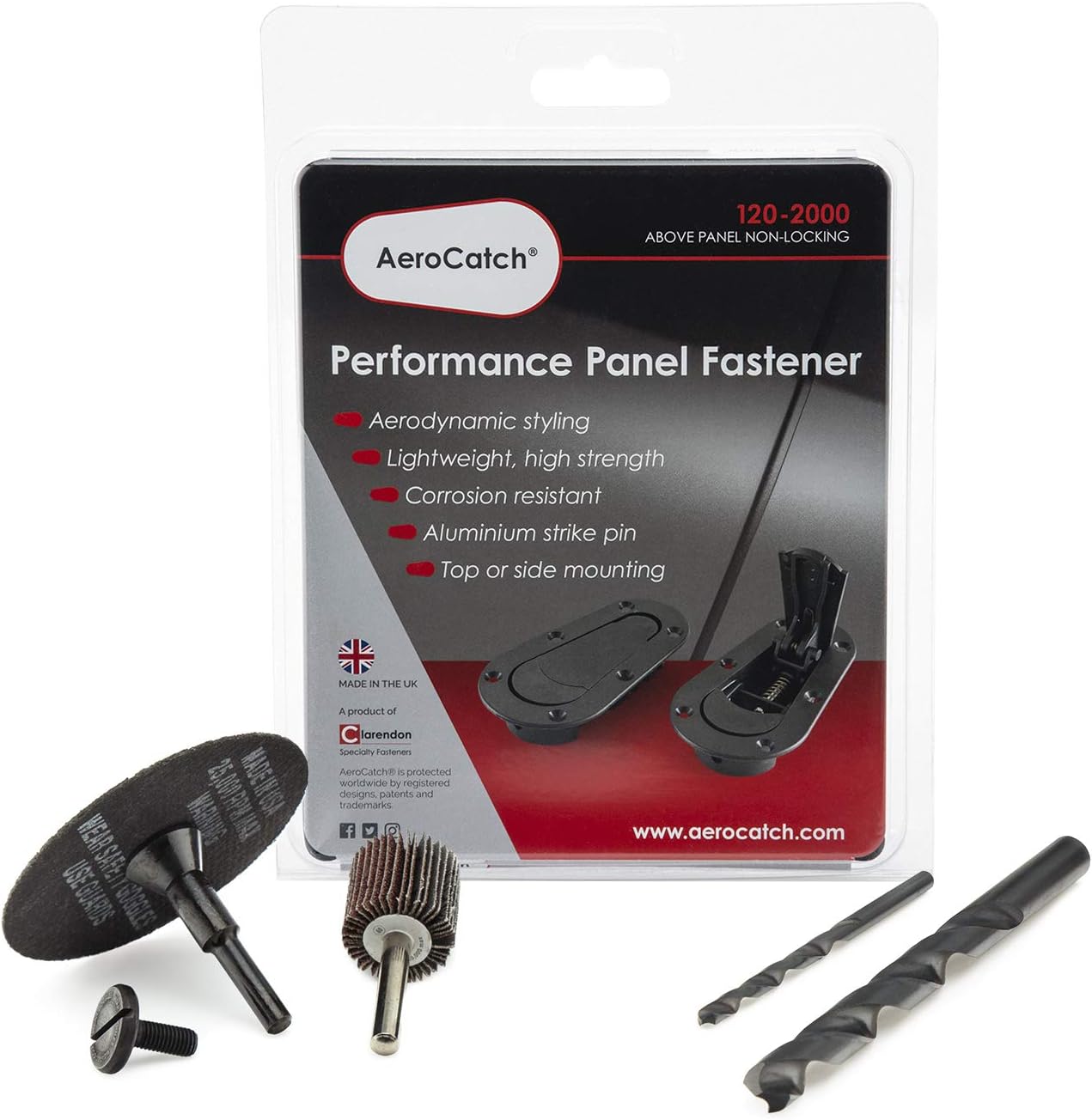 AeroCatch 120-2000 Above Panel Flush Hood Latch and Pin Kit - Black Pack of 2
