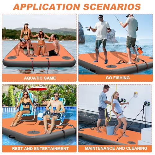 VOFiTNY Inflatable Floating Dock, Swim Platform Floating Dock for Lakes, Lake Floats for Adults, Island Raft Mat for Lake Beach Ocean, Non-Slip Surface