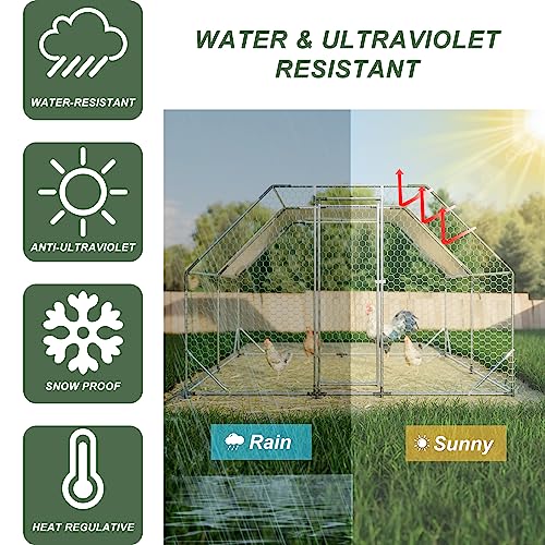 Large Metal Chicken Coop Run with Cover,13 x 10 x 6.4 FT Walk-in Poultry Cage Run with Lockable Doors,Chicken Pen for Outdoor, Backyard, and Farm,Suitable for Chickens and Other Poultry
