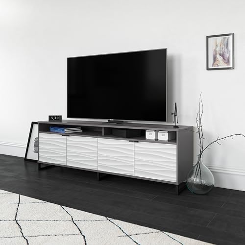 Ameriwood Home Monterey 1 Door / 3 Drawer Accent Cabinet, Faux Wave/Graphite