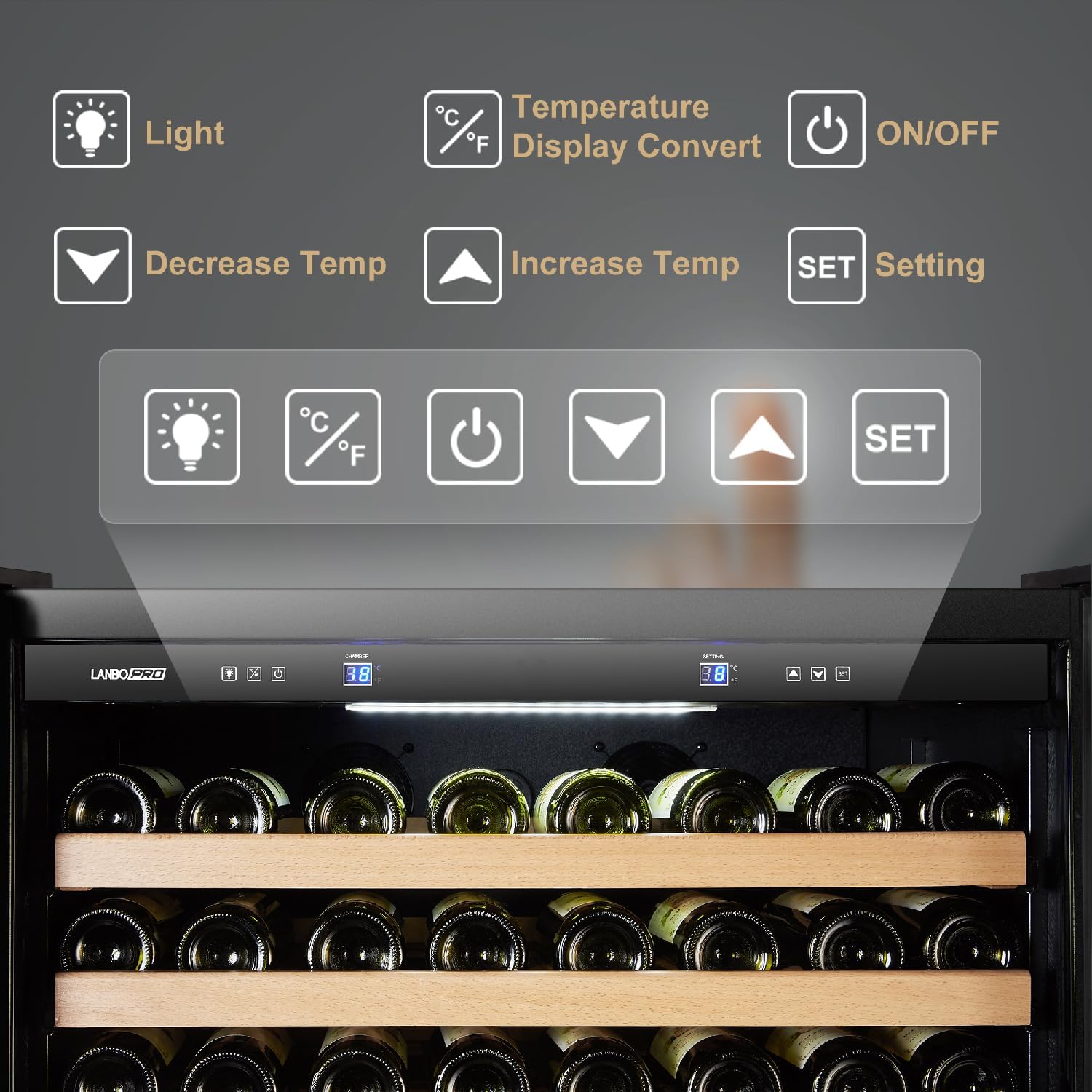 Wine Cooler Refrigerator 257 Bottle Wine Cellar with Glass French-Door, 32 Inch Wide