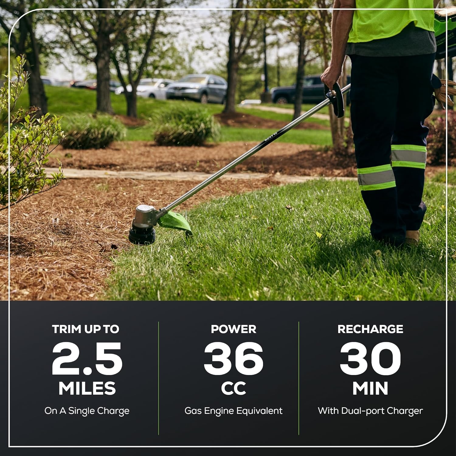 Greenworks 82V 16" (1.5kW Brushless) Prosumer Cordless String Trimmer, 2.5Ah Battery and Dual Port Charger