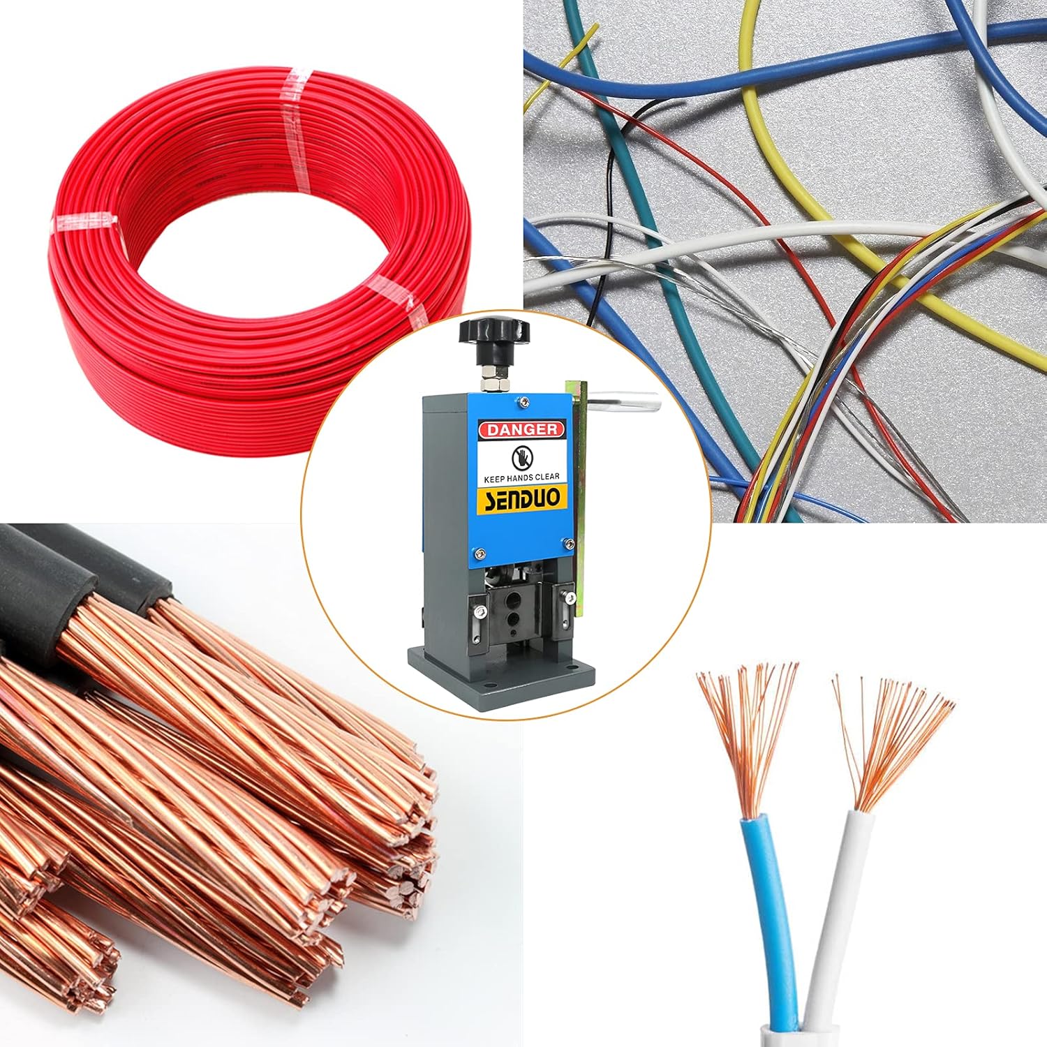 SENDUO Manual Wire Stripping Machine Speed 50FT/MIN Wire Stripper Machine Wire Gauge Range 0.06-1inch Portable Copper Wire Peeler Machine for Scrap Copper Wire Cable Stripping