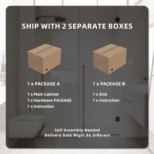 16” Bathroom Vanity Sink Combo for Small Space, Pedestal White Sink Storage Cabinet with 2 Doors, Oak