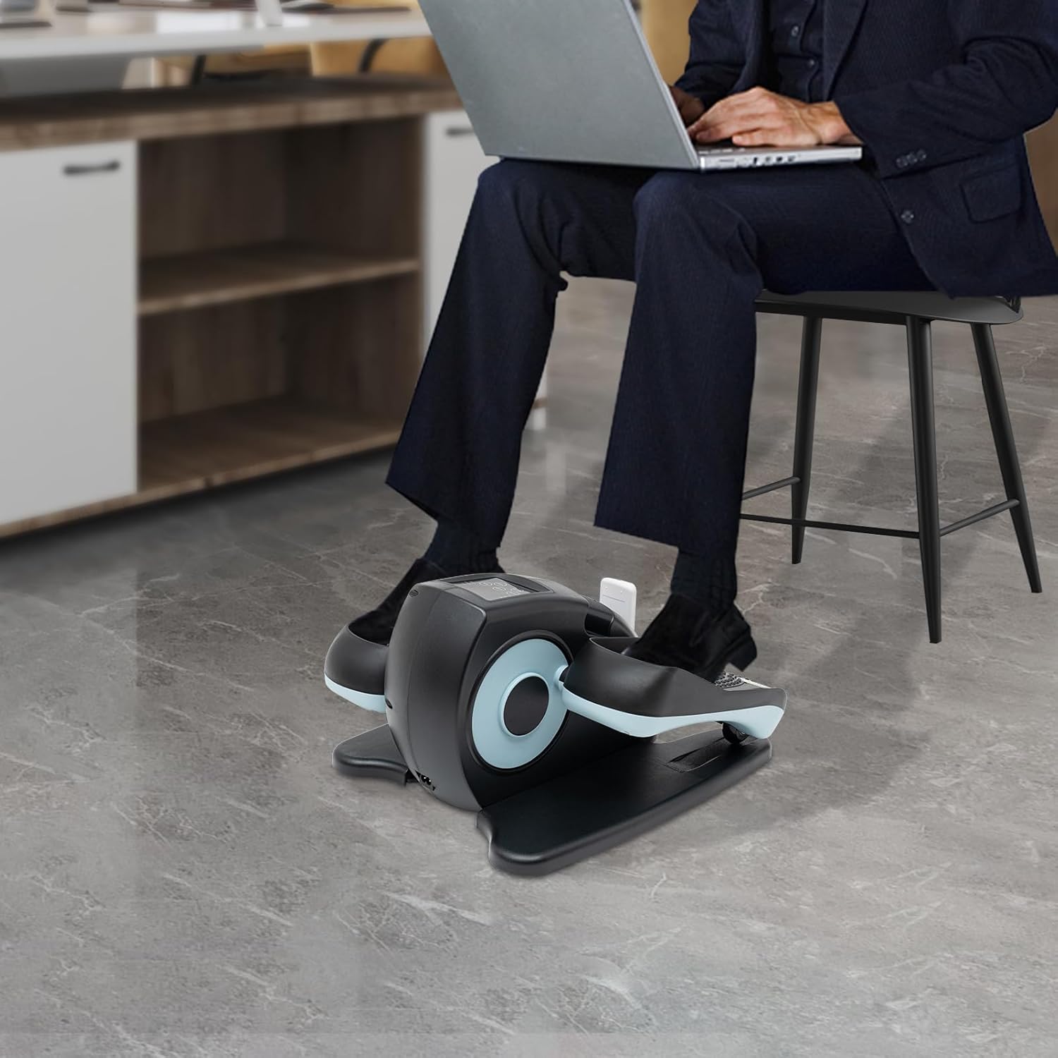 Under desk Elliptical Machine for Seniors Rehab Electric Seated Leg-foot Pedal Exerciser, for Home & Office with Remote and LCD Monitor