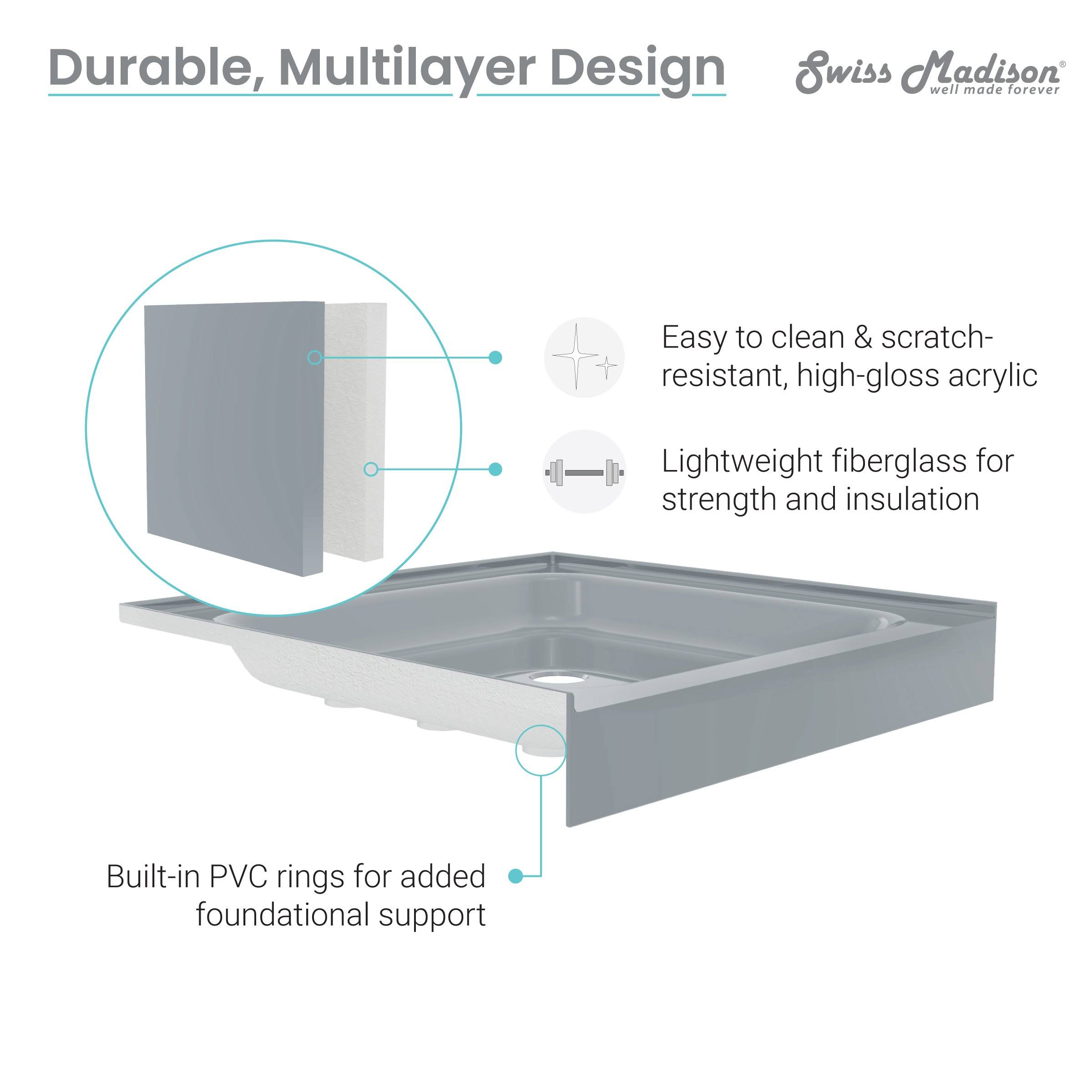 Voltaire 60 x 30 Single-Threshold, Center Drain, Shower Base, Grey
