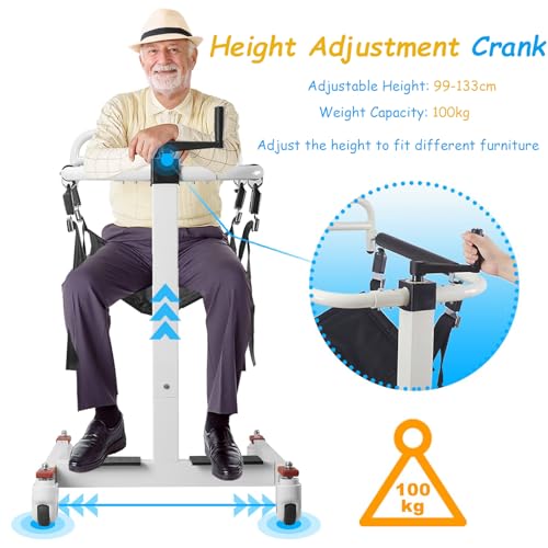 Patient Lift Wheelchair for Home Portable Transfer Chair Lightweight Wheelchair, Car Transfer Lift Transport Chair Adjustable Height Toilet Lift Seat Weight Capacity 330 lbs (Basic Version)