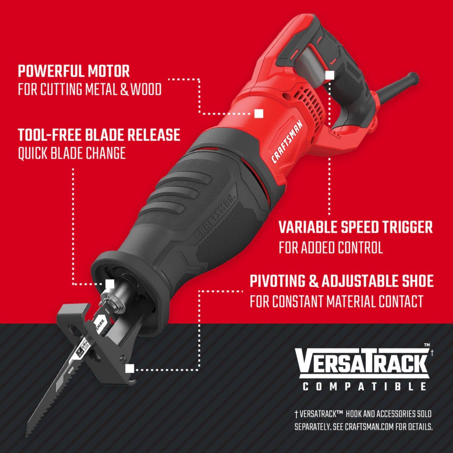 Craftsman 7.5 Amps Corded Brushed Reciprocating Saw