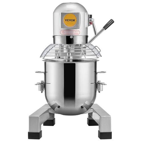 VEVOR Commercial Food Mixer 10Qt, Commercial Mixer with 3 Adjustable Speeds, 550W Dough Mixer,Commercial Stand Mixer with Stainless Steel Bowl