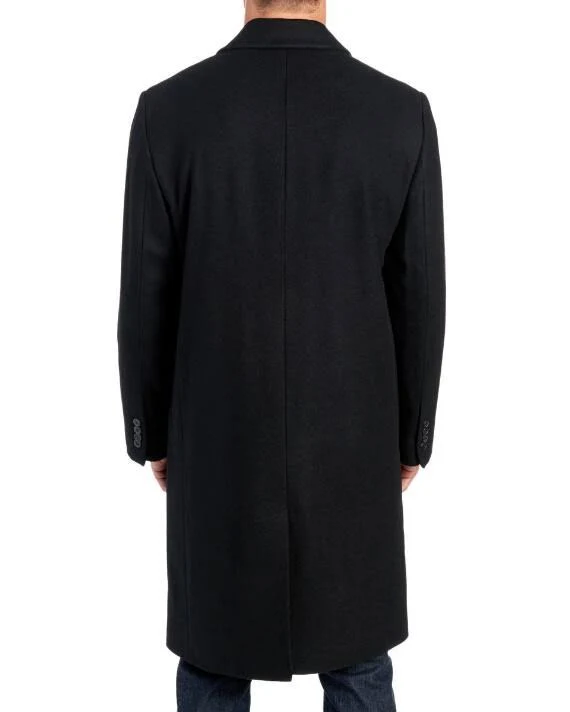 London Fog Wool Top Coat 48R Black Men