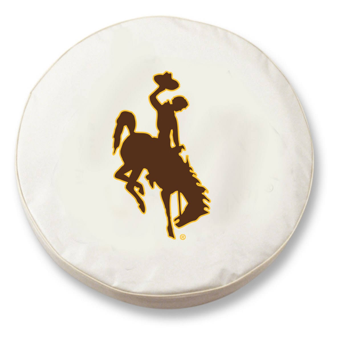 Wyoming Cowboys HBS White Vinyl Fitted Spare Car Tire Cover (34x22 x 8x22)