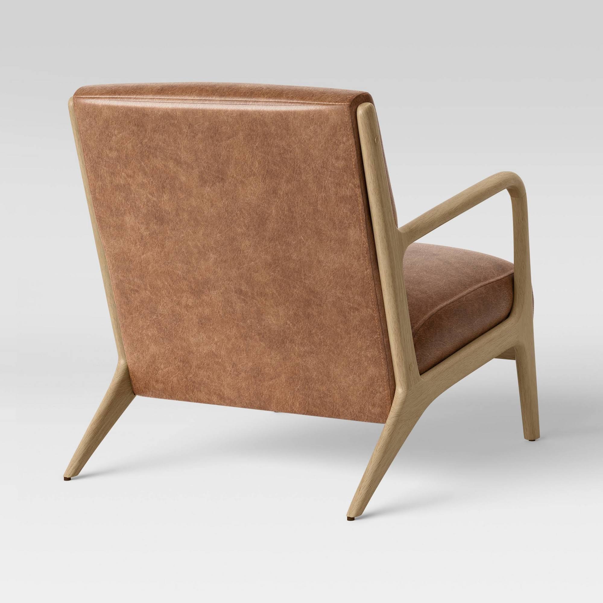 Esters Wood Armchair Caramel Faux Leather - Project 62