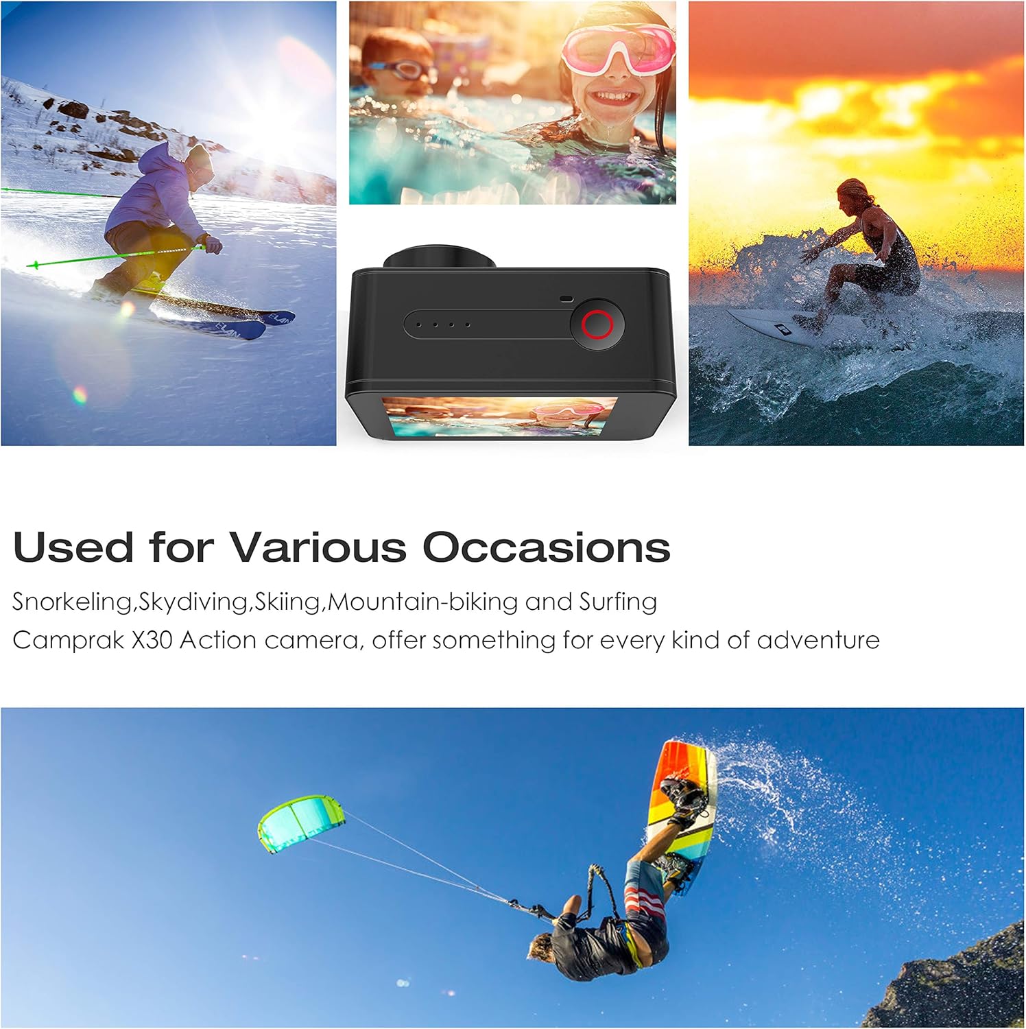 Waterproof Action Camera 4K 60FPS 20MP Underwater Camera Camcorder 40M 170 ° Wide Angle Camera with Touch Screen Stabilizer 2 Rechargeable 1350 Batteries and Accessories Kit