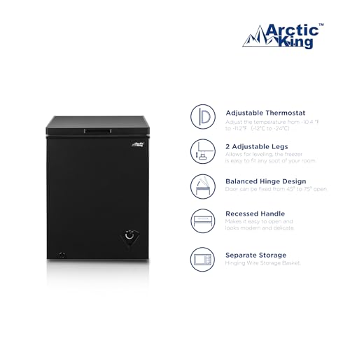 Arctic King ARC050S0ARBB 5.0 Cu.ft Chest Freezer with Removable Basket, Black