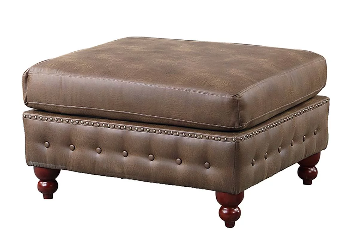 Dark Coffee Breathable Leatherette Solidwood Sectional 4pc Set Reversible Chaise Ottoman Tufted Couch Pillows Living Room