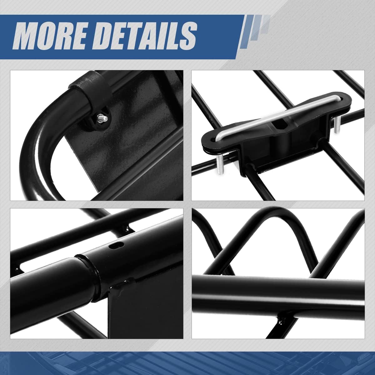 48 x 40 Inches Mild Steel Roof Rack Top Mount Travel Cargo Carrier Basket, Black