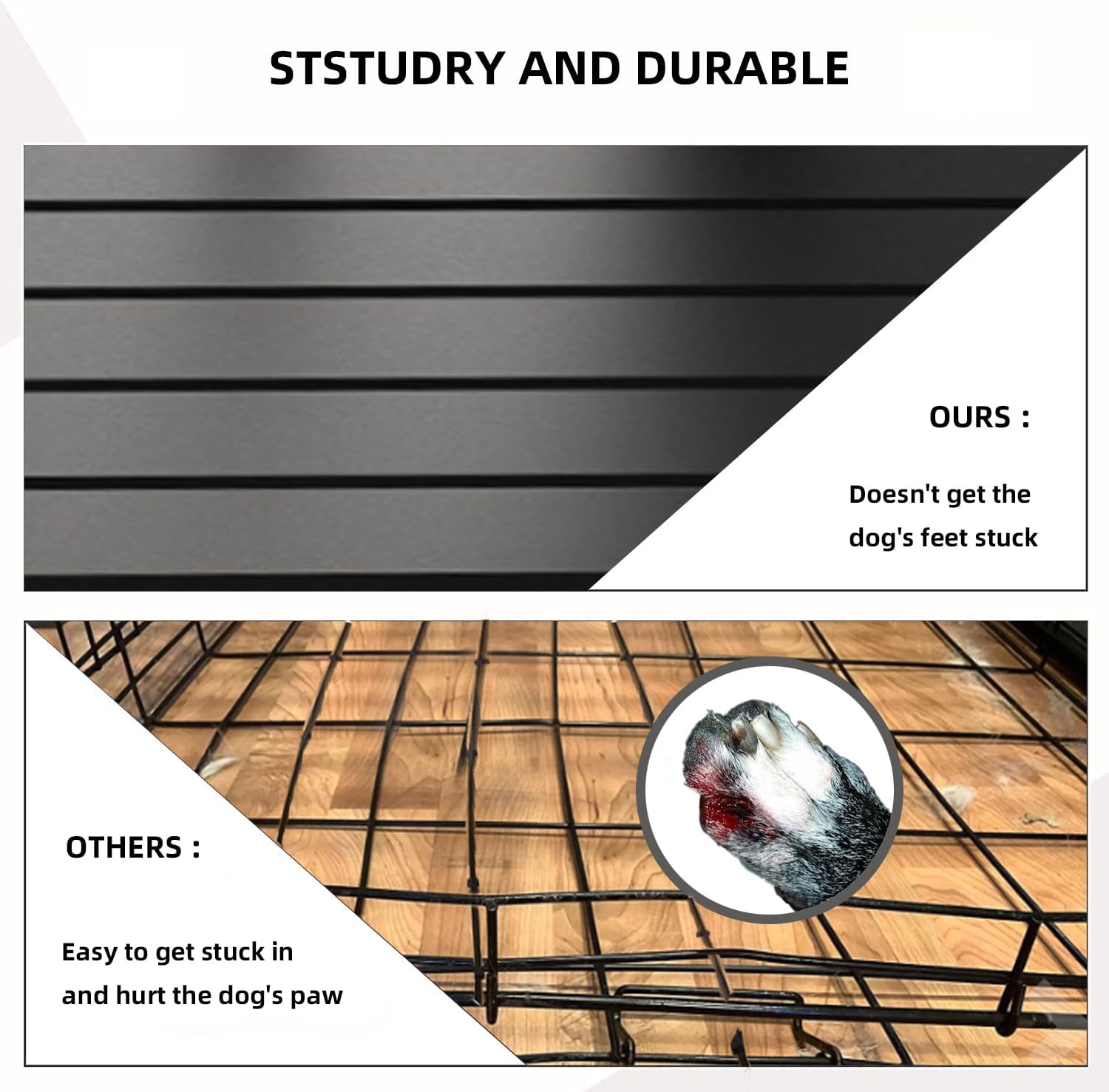45 inch Heavy Duty Dog Crate with Locking Latch, Large Kennel with Pointed Roof, Indestructible and Escape-Proof Pet Cage for High Anxiety Dogs, XL Dog Crate
