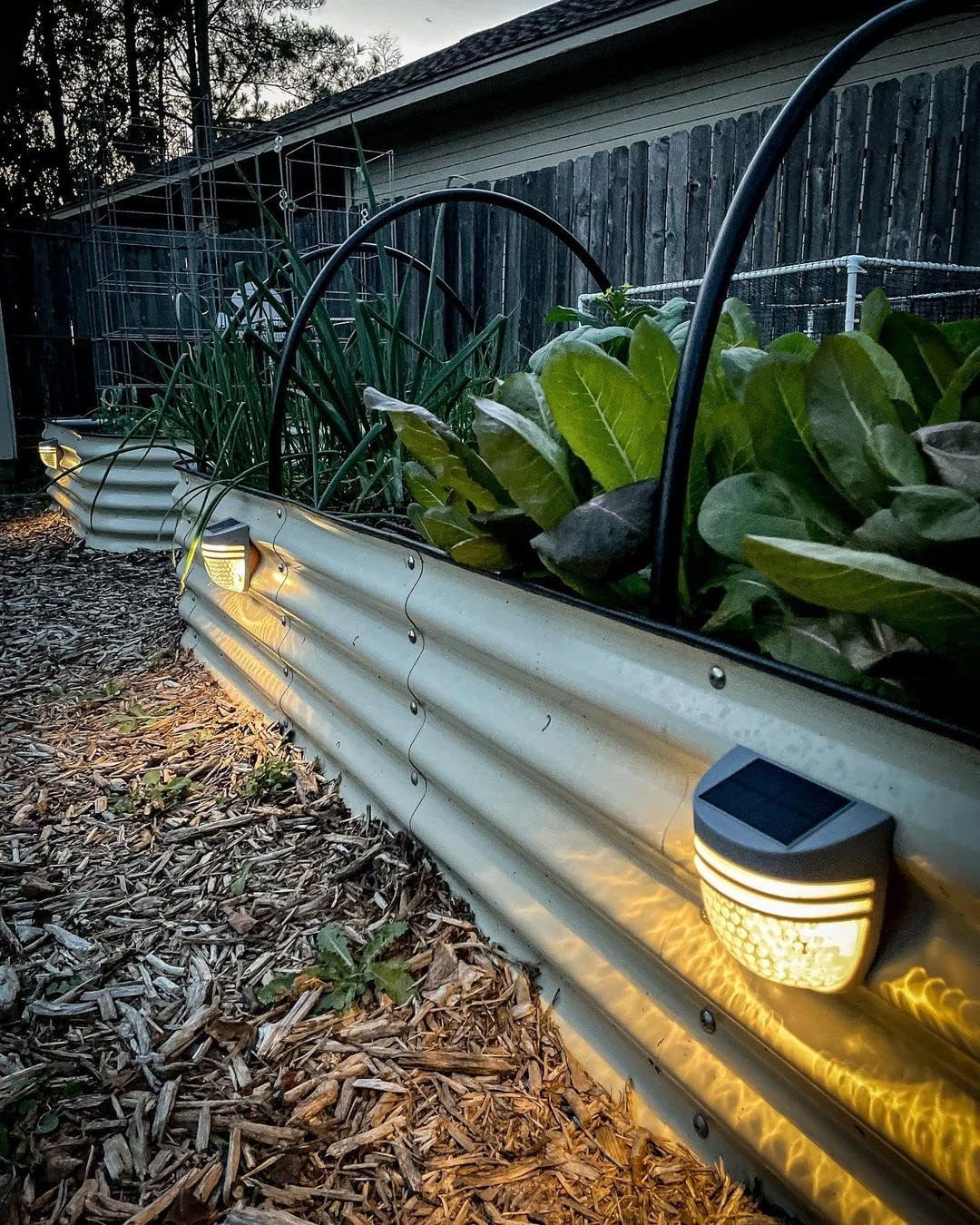 Vego garden 17" Tall 9 in 1 Raised Garden Bed Pearl White & 4-Pack Solar Lights
