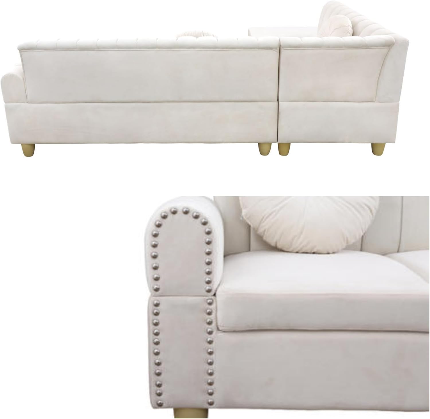 Sofa Modern Sectional Living Room, Bedroom, Office, Beige L Shaped Couch