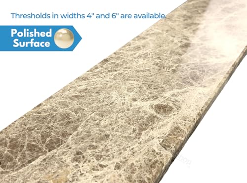 Light Emperador Marble Threshold | Shower Curb Top for Schluter Kerdi Board, Tile Redi Shower Pan System, Backsplash, Jambs, Fireplaces (4" x 36")